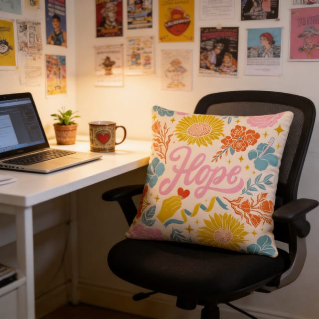 Personalized Hope Floral Double-Sided Satin Pillow