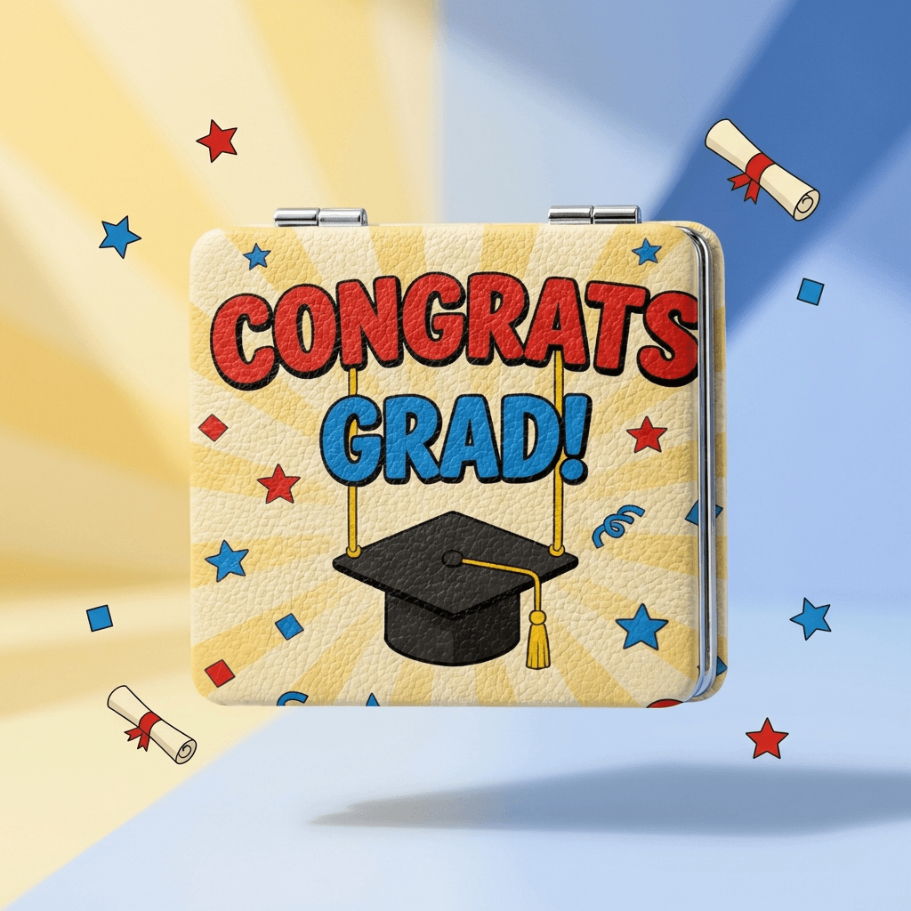 Congrats Grad Pocket Makeup Mirror - Graduation Gift for Her & Him
