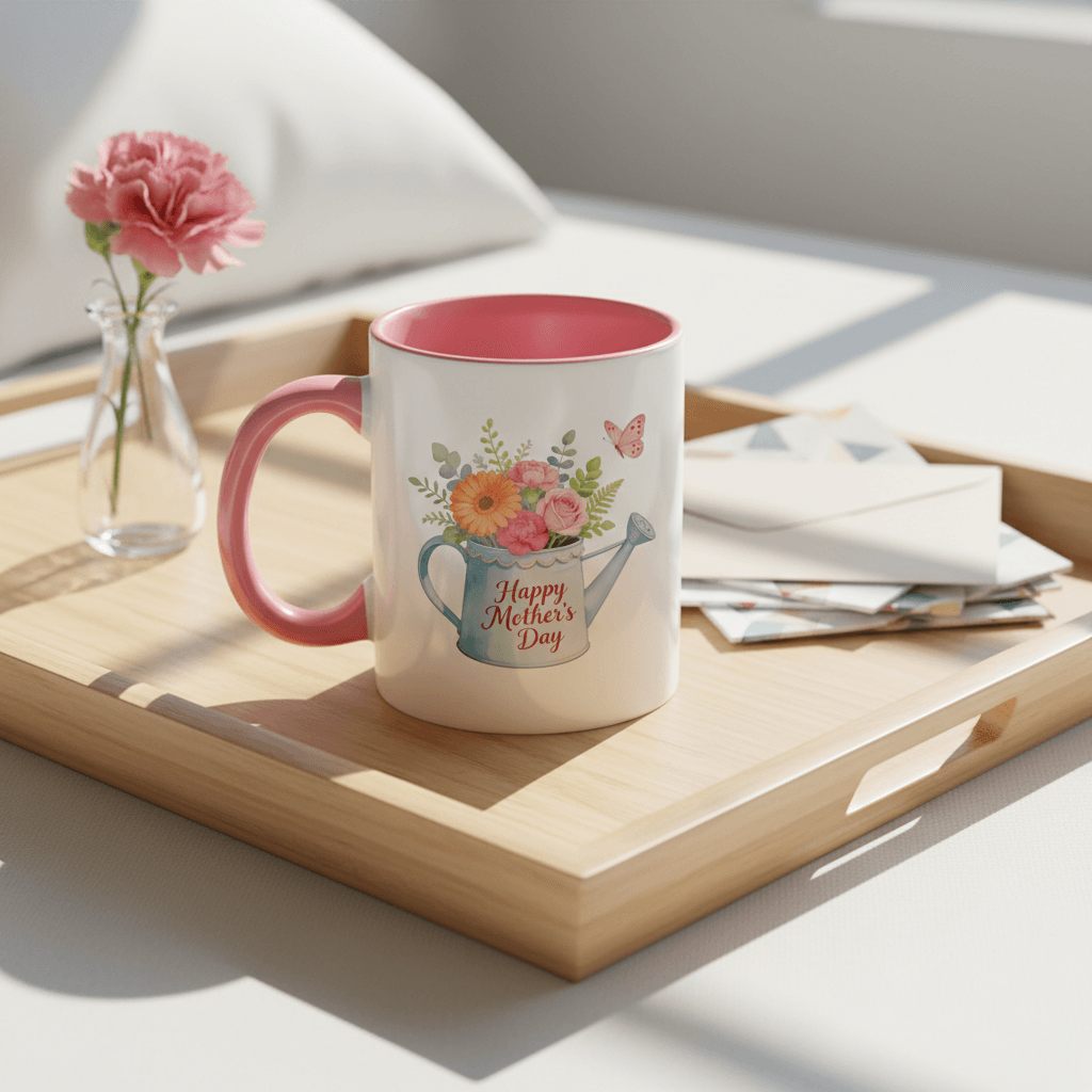 Happy Mother's Day 11oz Pink Accent Mug - Photo Gift for Mom