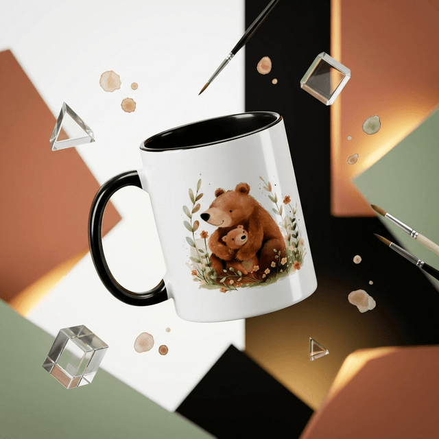 Custom Best Mom Ever Bear Mug - 11oz Black Accent Personalized Gift for Mom