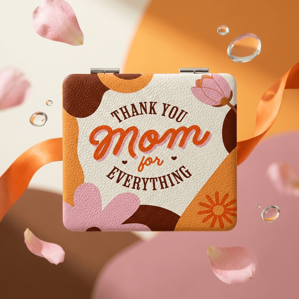 'Thank You Mom' Square Pocket Makeup Mirror - Mother's Day Gift