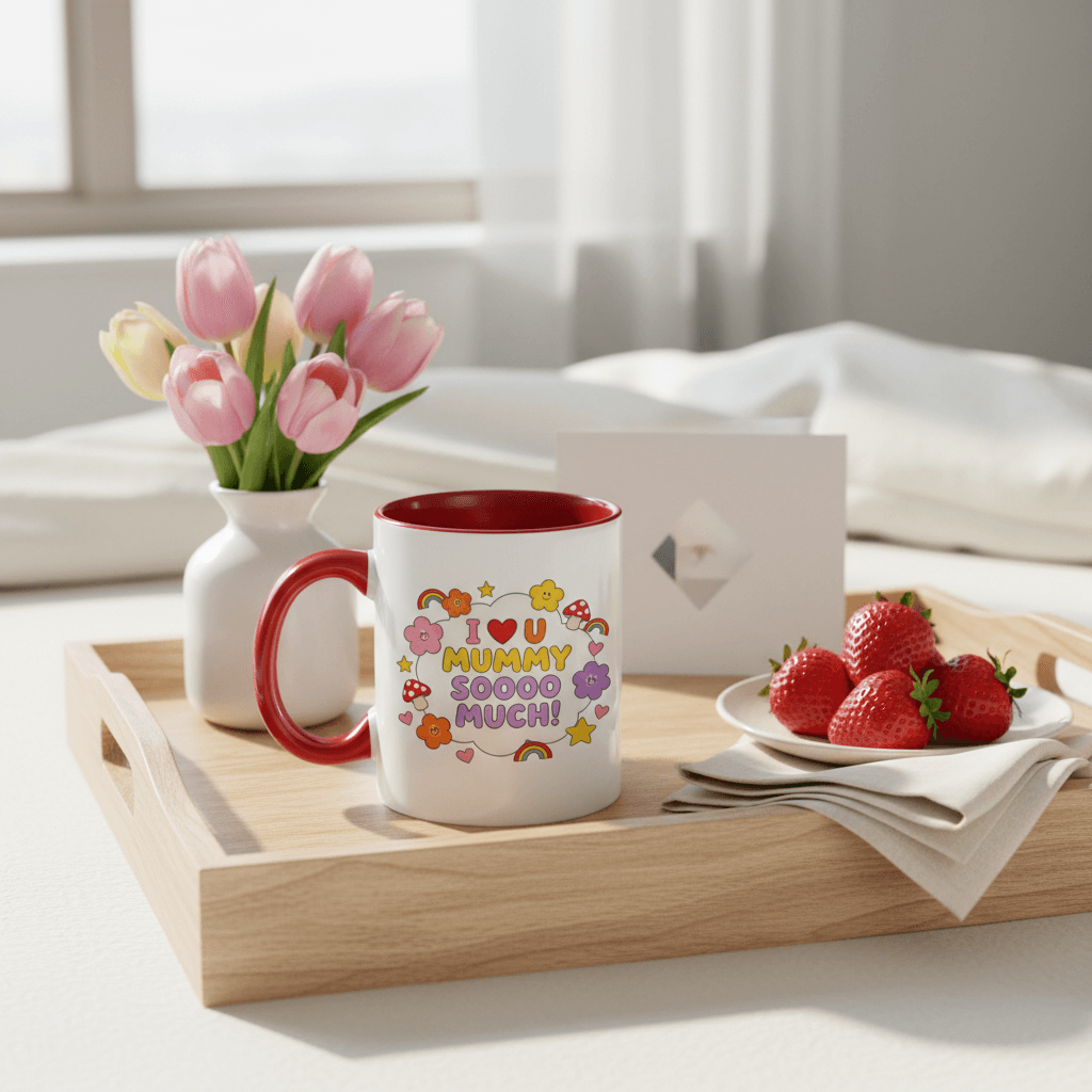 'I Love You Mummy So Much' 11oz Red Accent Mug - Mother's Day Gift for Mom