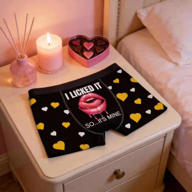 Funny I Licked It Lips Men's Boxer Briefs for Him Valentine Gift