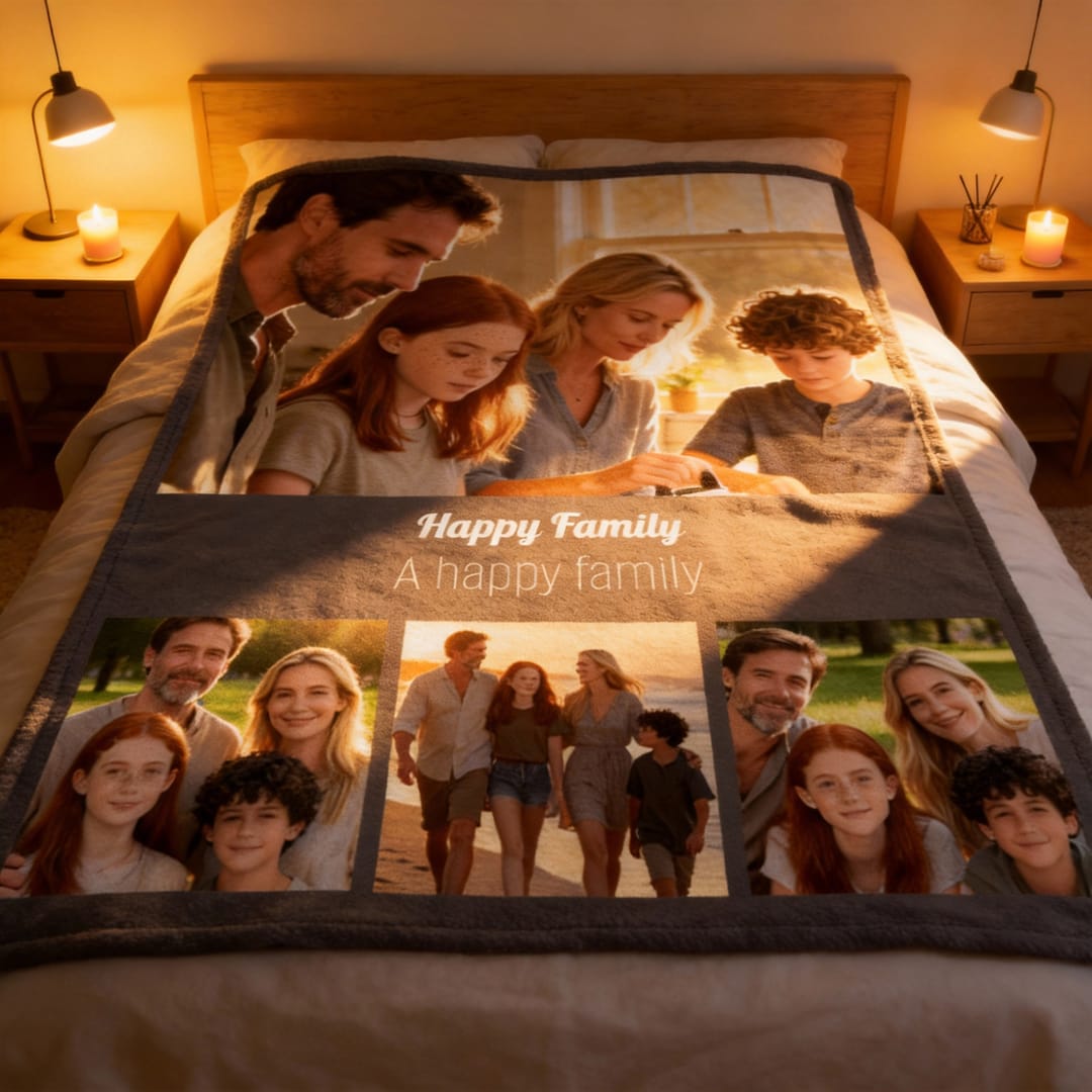 Personalized Family Photo Blanket - 1