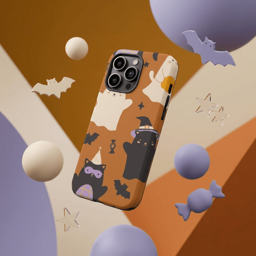 Cute Halloween Ghost Cat Magnetic Phone Case Perfect Festive Gift for iPhone