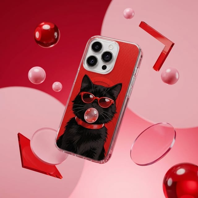 Cool Black Cat Clear Magnetic Phone Case Gift for Cat Lovers