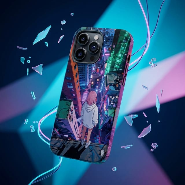 Cyberpunk Anime City Magnetic iPhone Case for Anime Fans Holiday & Birthday Gifts