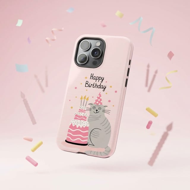 Happy Birthday Cat Magnetic iPhone Case Cute Gift for Cat Lovers Birthday Gifting