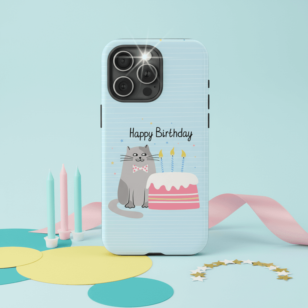 Cute Happy Birthday Cat Magnetic Phone Case for Gift Buyers & Birthday Gifting