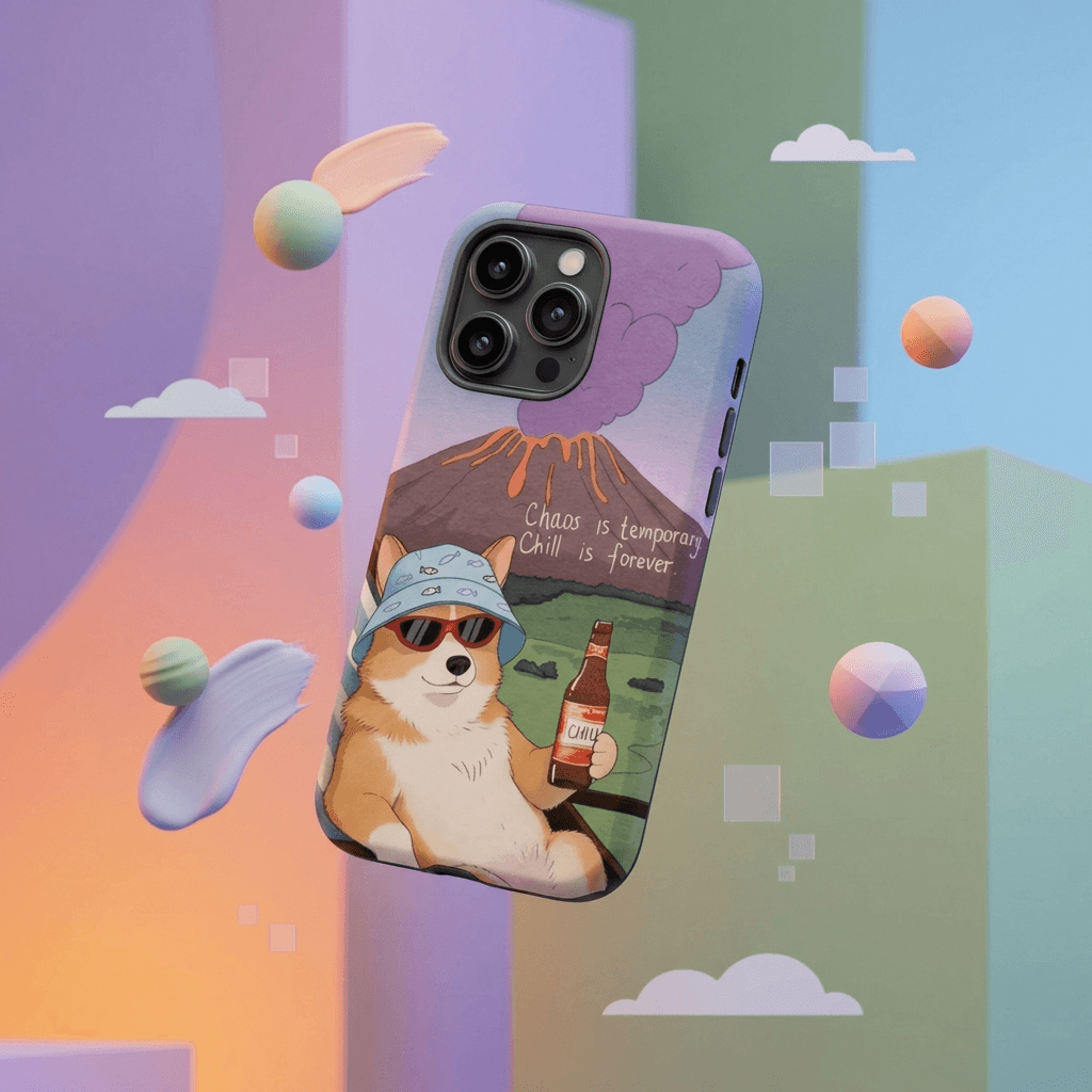 Funny Chill Corgi Magnetic Phone Case Cute Gift for Pet Lovers Birthday Holiday
