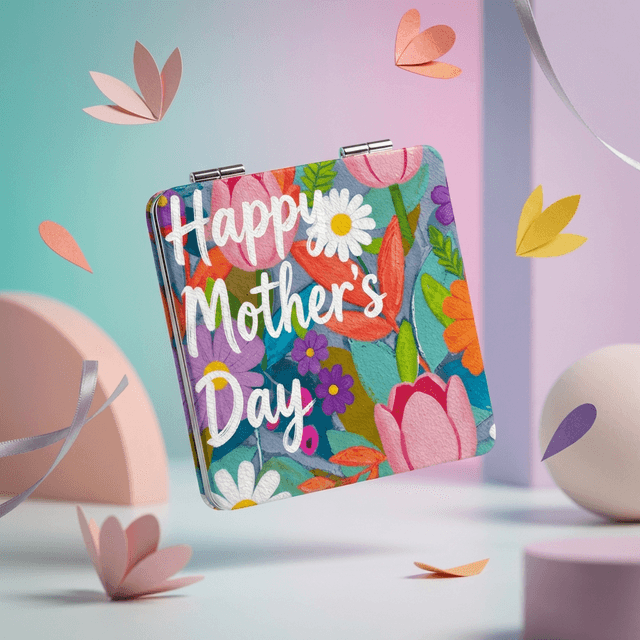 Personalized Happy Mother's Day Square Pocket Mirror | Custom Gift for Mom