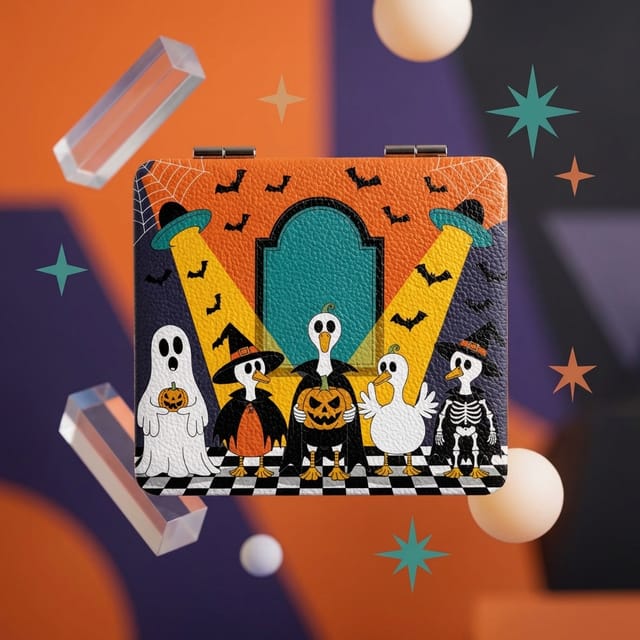 Halloween Cute Goose Print Square Pocket Makeup Mirror Perfect Holiday Gift for Her