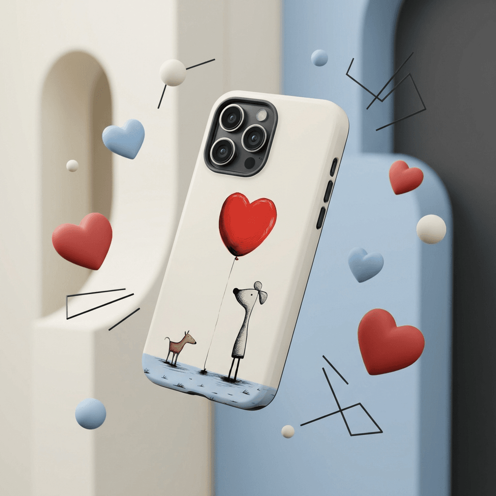 Cute Dog Heart Print Magnetic Phone Case for Valentine’s Day & Birthday Gifting