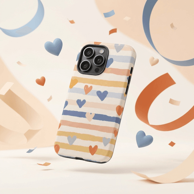 Cute Heart Striped Magnetic Phone Case for Her Best Friend Birthday Gift