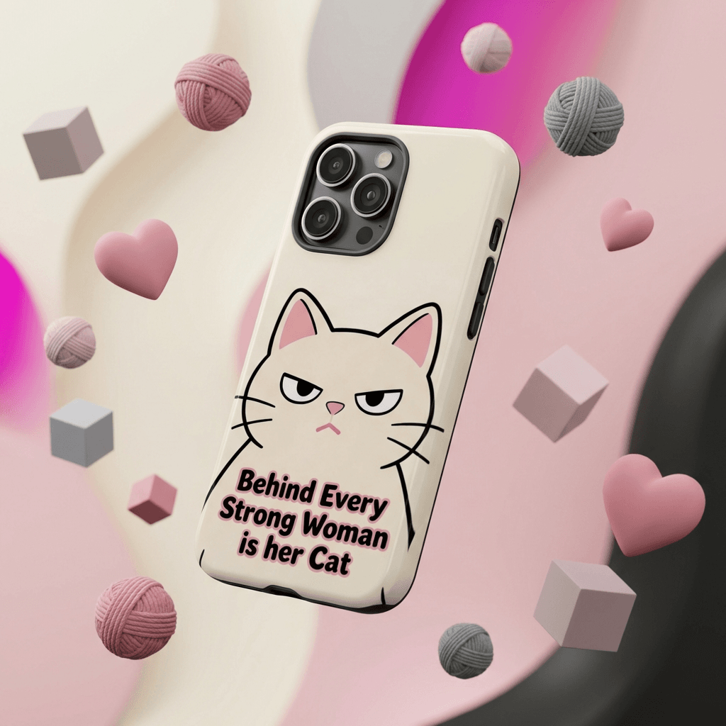 Magnetic Cat Phone Case - Gift for Strong Women & Cat Lovers