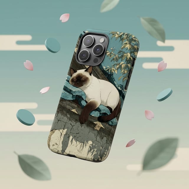 Sleeping Siamese Cat Magnetic Phone Case | Cute Gift for Cat Lovers Birthdays & Holidays