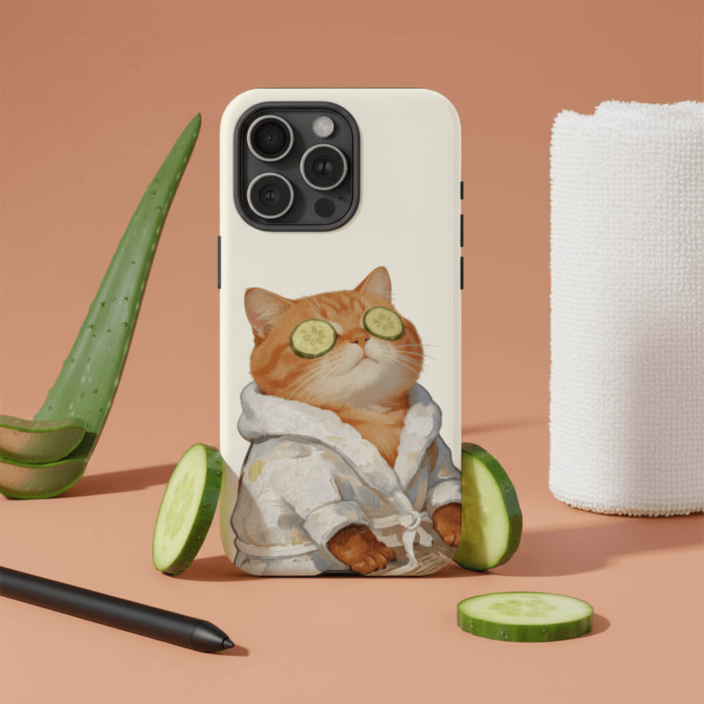 Cute Spa Orange Cat Magnetic iPhone Case for Cat Lovers Birthday Holiday Gifts