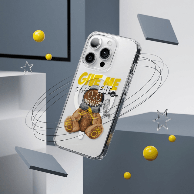 Space Bear Clear Magnetic iPhone Case Ideal for Birthday & Holiday Gifting