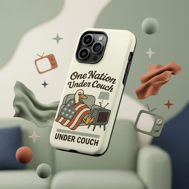 Funny One Nation Under Couch Magnetic Phone Case for US Holiday Birthday Gifting