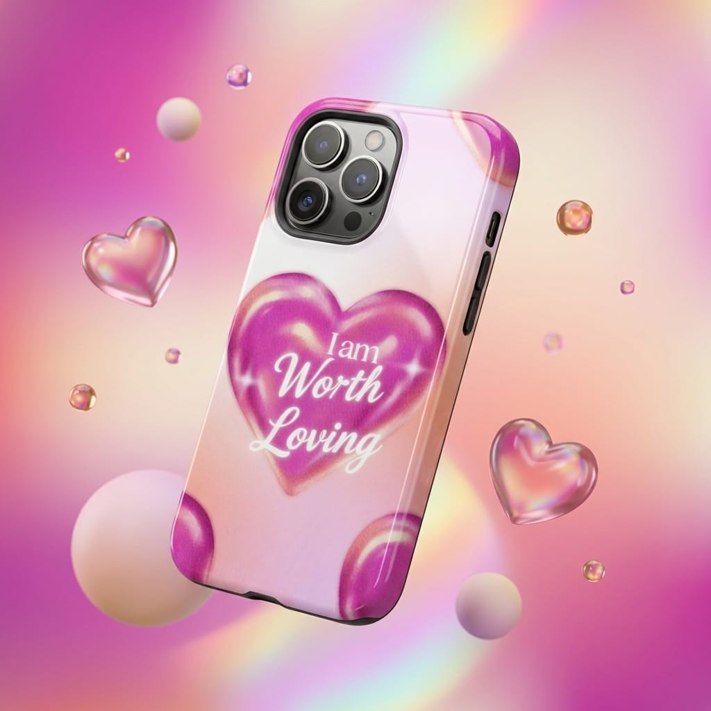 Self Love Pink Heart Magnetic Phone Case for Women Birthday & Holiday Gifting