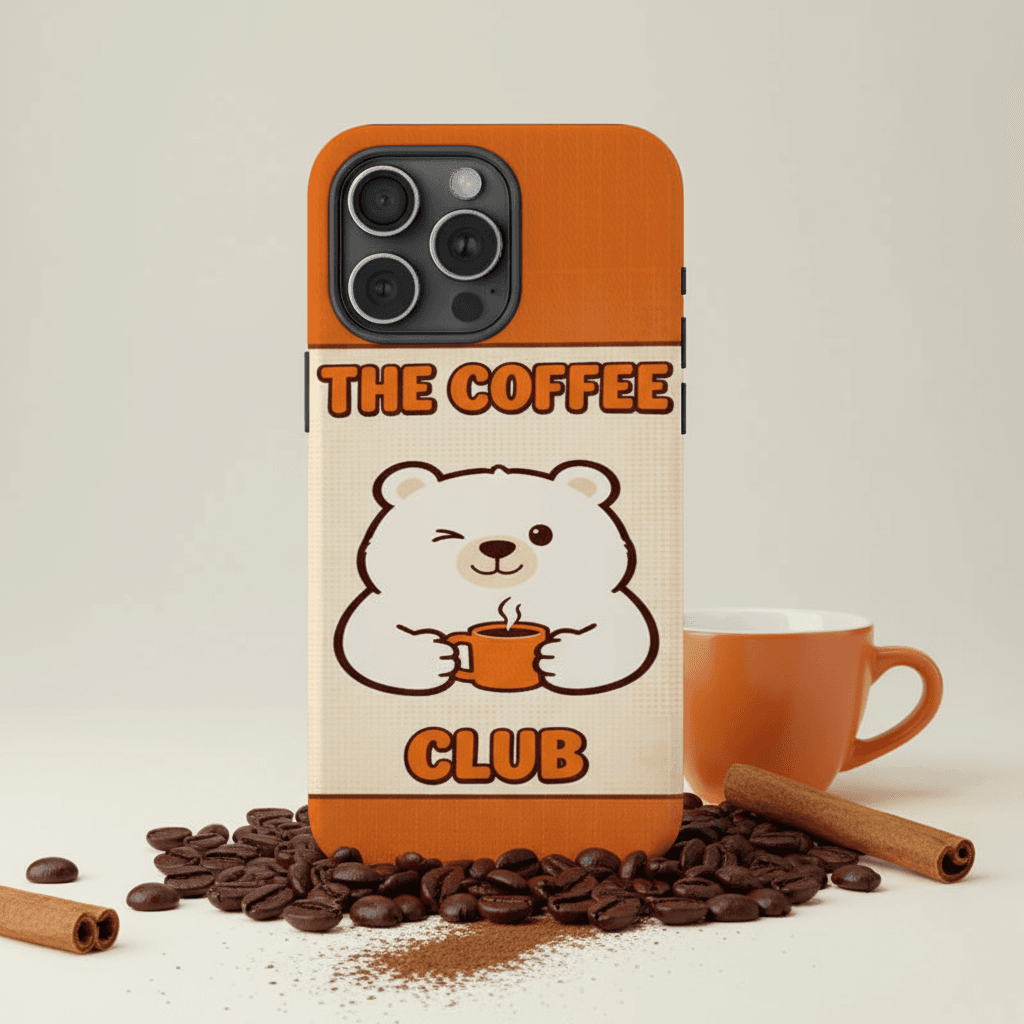 Coffee Club Bear Magnetic Phone Case for Coffee Lovers Cute Gift for Birthdays & Daily Use