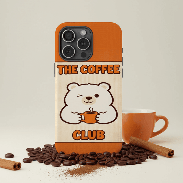 Coffee Club Bear Magnetic Phone Case for Coffee Lovers Cute Gift for Birthdays & Daily Use