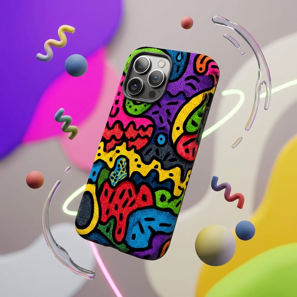 Colorful Abstract Doodle Magnetic Phone Case for Gift Givers Birthday Holiday Daily Use
