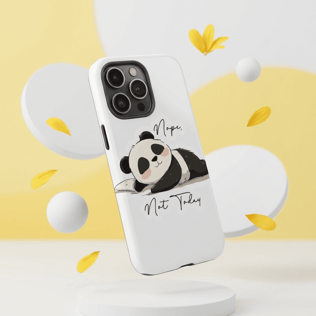 Cute Lazy Panda Magnetic Phone Case Funny Gift for Birthdays Holidays Animal Lovers
