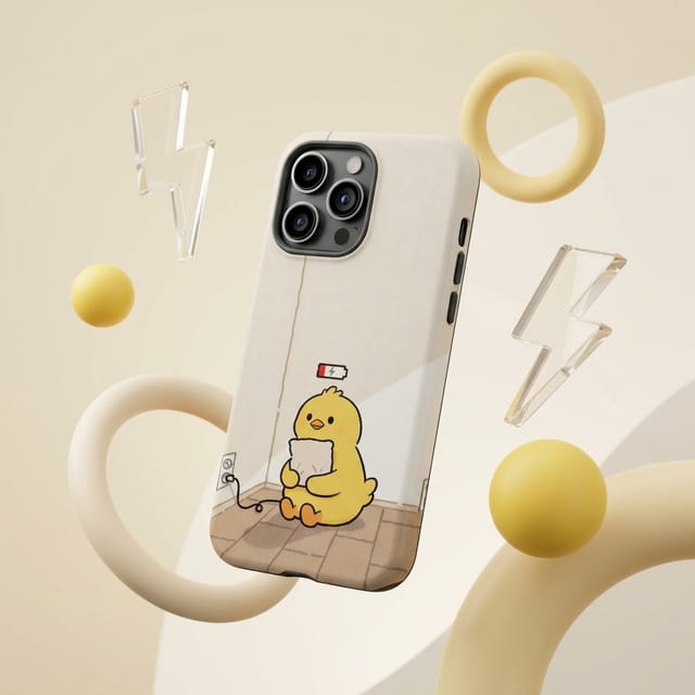 Cute Low Battery Yellow Chick Magnetic Phone Case Perfect for Birthday Gifts & Everyday Use