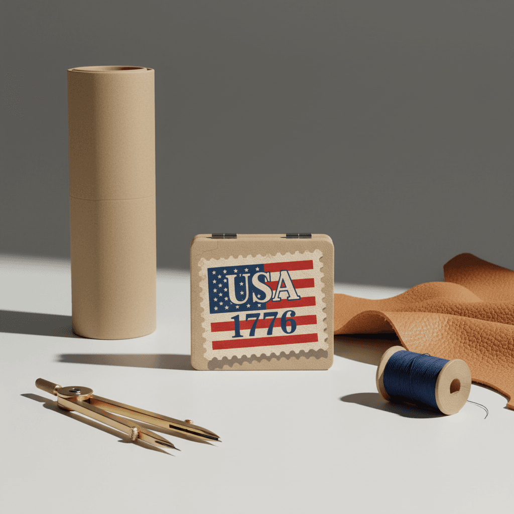 Vintage USA 1776 Square Pocket Makeup Mirror for Patriotic Gifts & Fourth of July