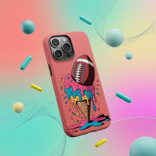 Fun Football Ice Cream Print Magnetic Phone Case for Football Fans Holiday & Birthday Gifting