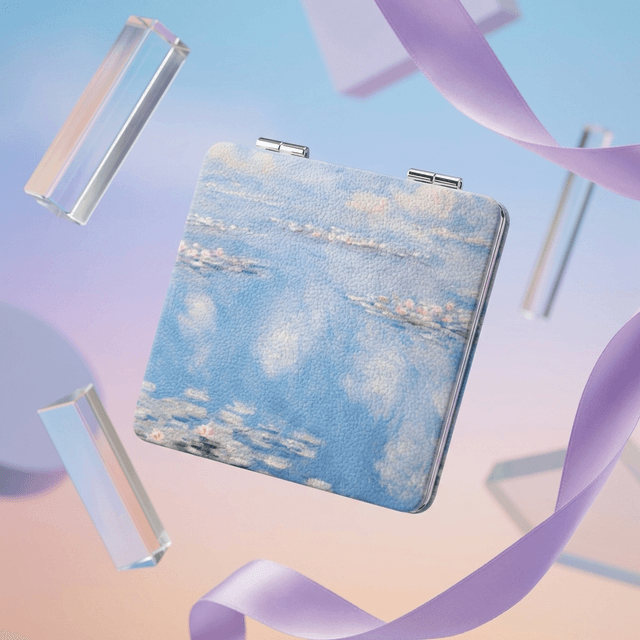 Monet Water Lilies Square Pocket Makeup Mirror for Gifting, Bridesmaids & Daily Use