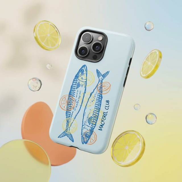 Mackerel Lemon Print Phone Case for Seafood Lovers Daily Use