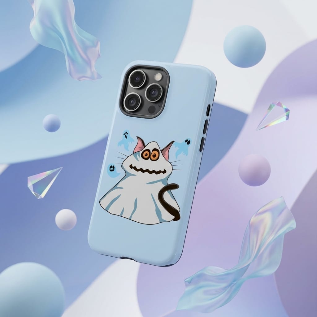 Cute Ghost Cat Magnetic Phone Case for Halloween Gifts & Spooky Season Fans