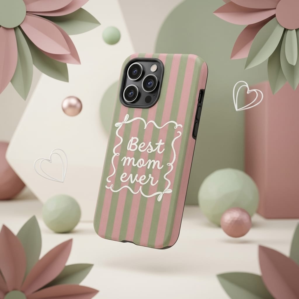 Best Mom Ever Striped Magnetic Phone Case | Cute Gift for Mom for Mother's Day & Birthdays
