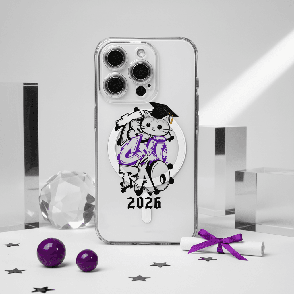 Custom Graduation Cat Magnetic Clear Phone Case - Personalized Year Gift for Graduates