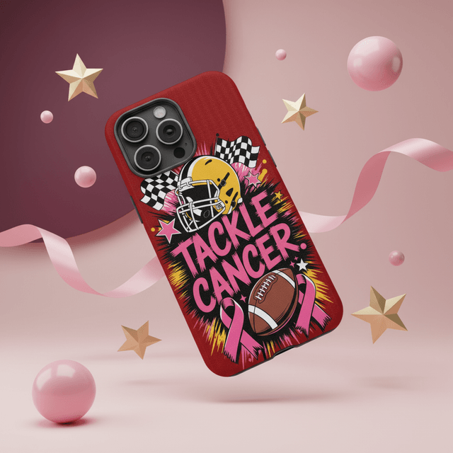 Tackle Cancer Magnetic Phone Case for Football Fans Breast Cancer Awareness Gift
