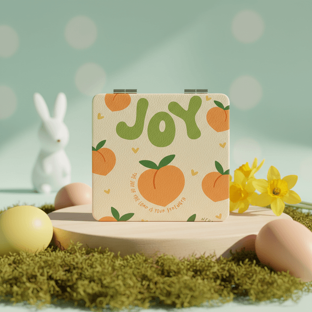 JOY Peach Pocket Makeup Mirror - Travel Gift for Her