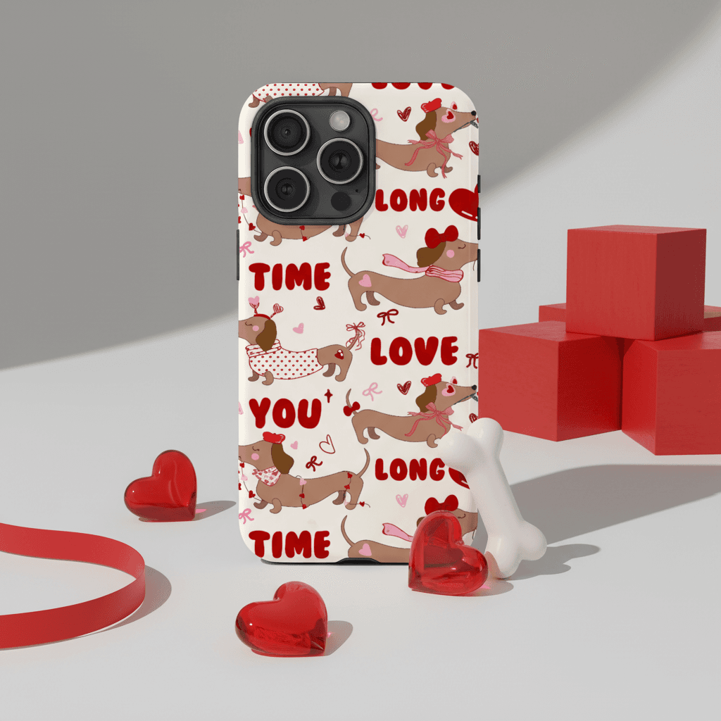 Personalized 'Love You Long Time' Dachshund Magnetic Phone Case - Custom MagSafe Gift for iPhone 15/16/17 Series - 1