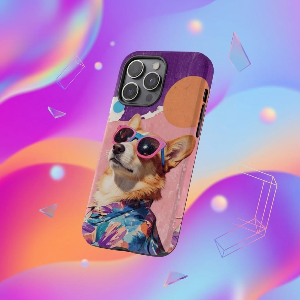 Retro Cool Corgi Magnetic Phone Case for Dog Lovers Birthday Holiday Gifting