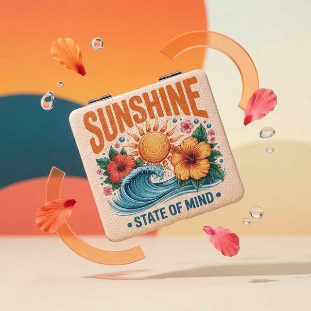 Sunshine State of Mind Square Pocket Makeup Mirror, Perfect Gift for Beach Lovers & Birthdays