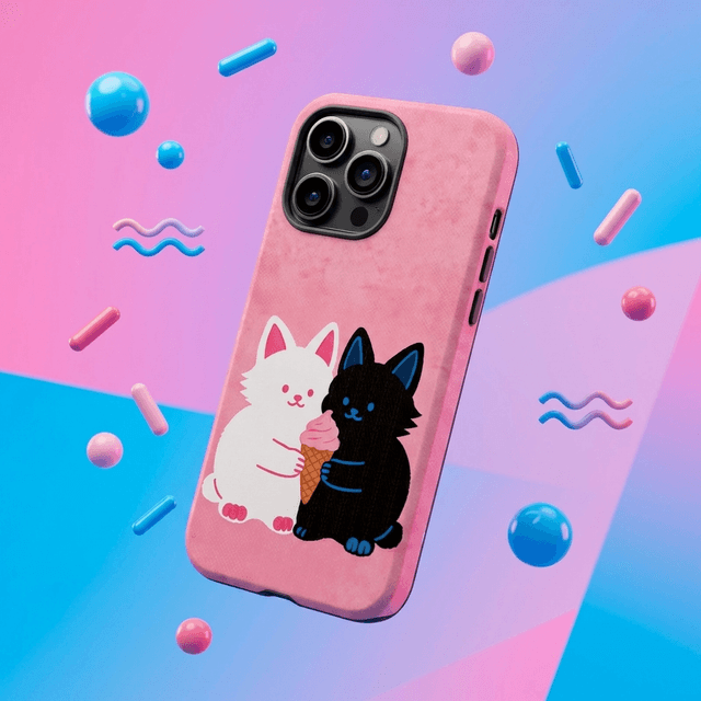 Cute Pink Cat Magnetic Phone Case for Couples, Birthday & Anniversary Gifts