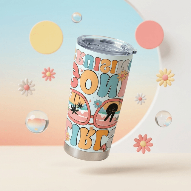 Retro Groovy Insulated Stainless Steel Tumbler for Birthday Gifts Beach Trips