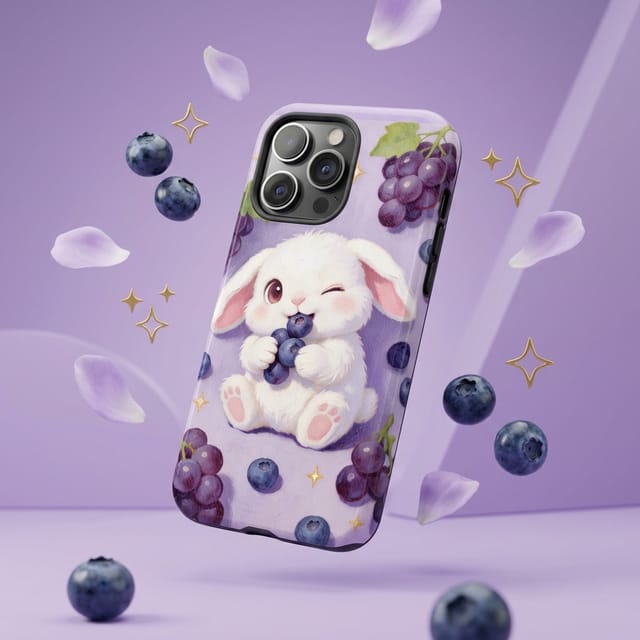 Cute Purple Bunny Grape Magnetic Phone Case for Animal Lovers Holiday & Birthday Gifts