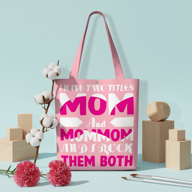 Mom and Mommom Canvas Tote Bag for Mother's Day Birthday Gifts for Grandmothers