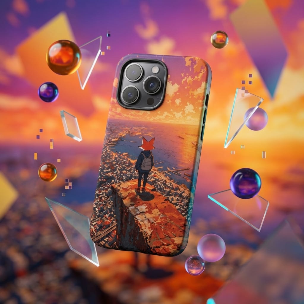 Aesthetic Anime Fox Sunset Magnetic iPhone Case for Art Lovers Birthday & Holiday Gifting