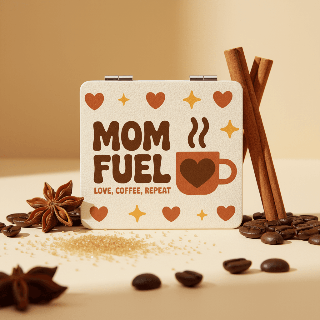Mom Fuel Square Pocket Makeup Mirror Cute Thoughtful Gift for Mother's Day Birthdays