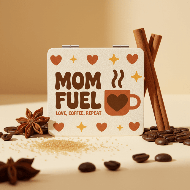Mom Fuel Square Pocket Makeup Mirror Cute Thoughtful Gift for Mother's Day Birthdays