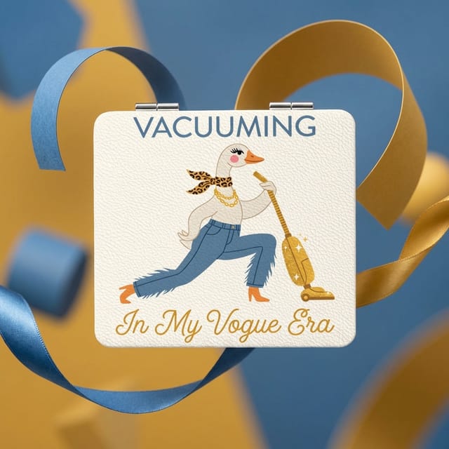 Funny Vacuum Goose Square Pocket Makeup Mirror Cute Gift for Friends Housewarming Birthday