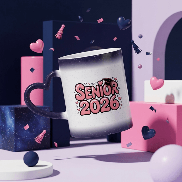 Senior 2026 Starry Sky Color Changing Mug Heart Handle Graduation Gift for High School Seniors